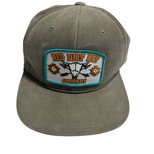Red Dirt Hat Company Corduroy Olive Green Buffalo Skull Cap Western Rodeo Aztec